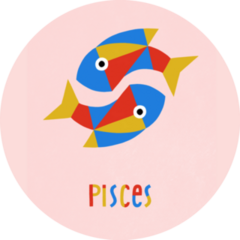 Abstract Pisces Zodiac Sign On Pink Sticker