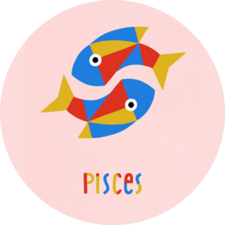 Abstract Pisces Zodiac Sign On Pink Sticker