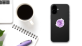 Abstract Purple Illustration Of Zodiac Cancer Sign Sticker on a Phone (New) example
