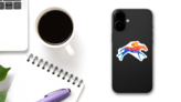Abstract Racing Horse With Splash Of Watercolors Sticker on a Phone (New) example