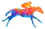 Abstract Racing Horse With Splash Of Watercolors Sticker