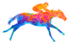 Abstract Racing Horse With Splash Of Watercolors Sticker