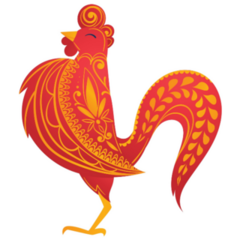 Abstract Red Rooster Decorative Sticker