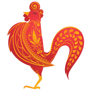 Abstract Red Rooster Decorative Sticker