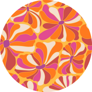 Abstract Retro 70s Psychedelic Flower Pattern Sticker