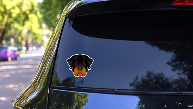 Abstract Rottweiler Head Sticker on a Rear Car Window (New) example
