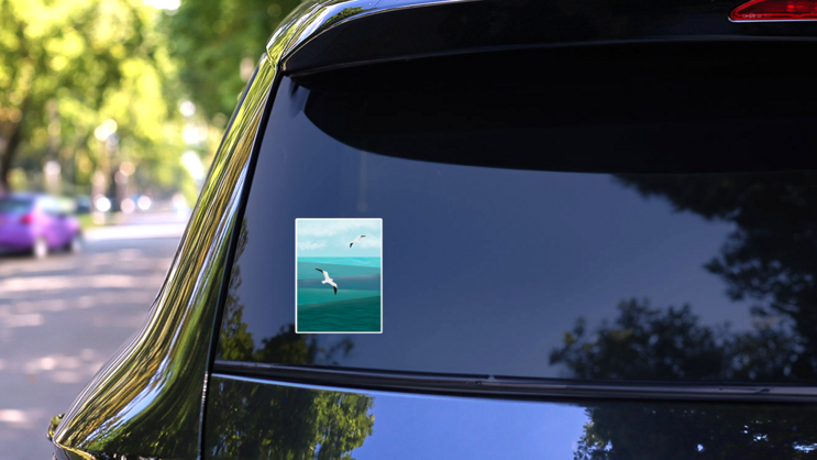 Abstract Seagull Flying Sticker on a Rear Car Window (New) example