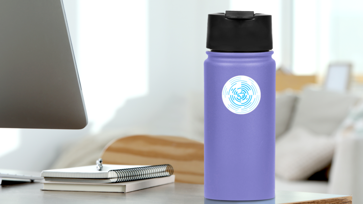 Abstract Sound Wave Sticker on a Water Bottle (New) example