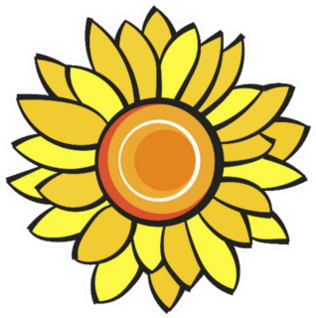 Abstract Sunflower On Black Sticker