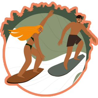 Abstract Wakesurfing Sticker