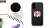 Abstract Watercolor Brush Strokes In Pink Tones Sticker on a Phone (New) example