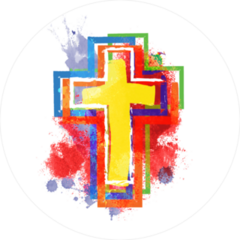 Abstract Watercolor Christian Cross Sticker