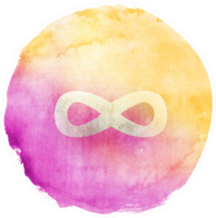 Abstract Watercolor Hand Paint Sign Infinity Pink and Yellow Sticker