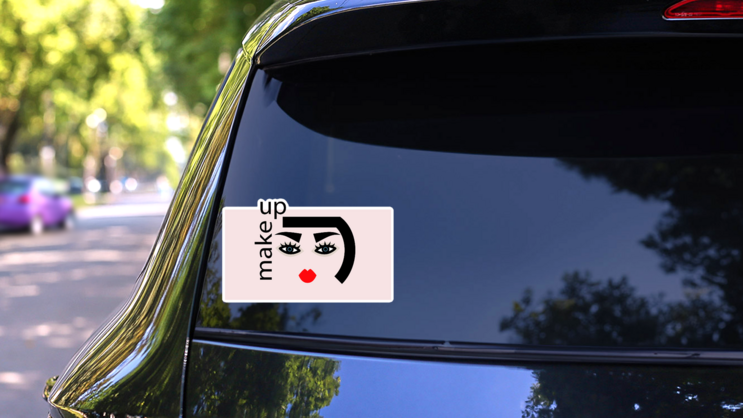 Abstract Woman With Makeup Sticker on a Rear Car Window (New) example