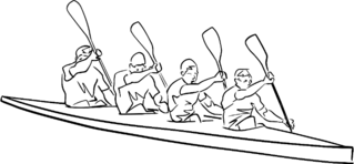 Academic Canoe Rowing Team Of Four Male Rowers Sticker