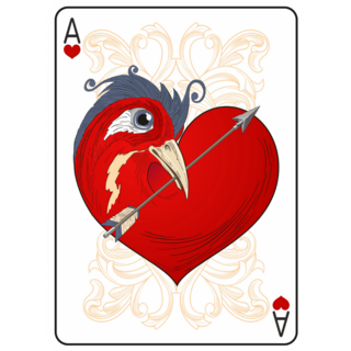 Ace Of Hearts Bird Illustration Sticker