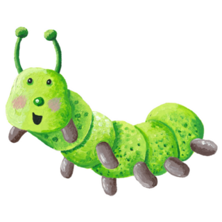 Acrylic Illustration Of Cute Funny Green Caterpillar Sticker