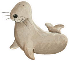 Acrylic Illustration Of Cute Sea Lion Sticker