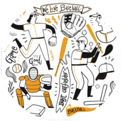 Activities Of People Who Are Playing Baseball Illustrations Sticker