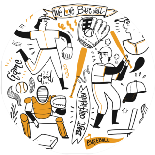 Activities Of People Who Are Playing Baseball Illustrations Sticker