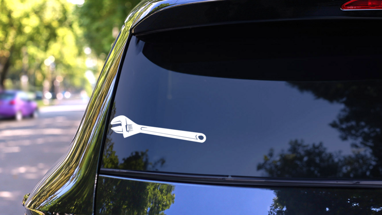 Adjustable Wrench Sticker on a Rear Car Window (New) example