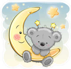 Adorable Cartoon Teddy Bear On The Moon Sticker