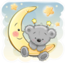 Adorable Cartoon Teddy Bear On The Moon Sticker