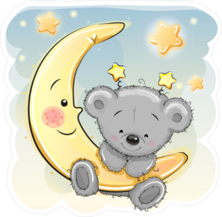Adorable Cartoon Teddy Bear On The Moon Sticker