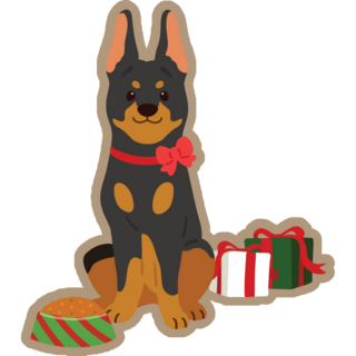 Adorable Christmas Doberman Sticker
