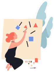 Adorable Cute Redhead Woman Painting Abstract Sticker