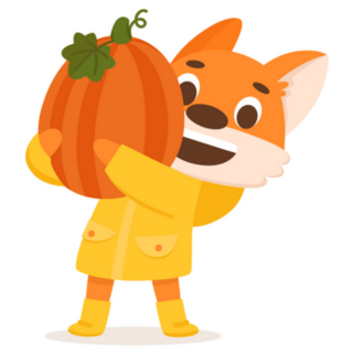 Adorable Fox Farmer Fall Pumpkin Sticker