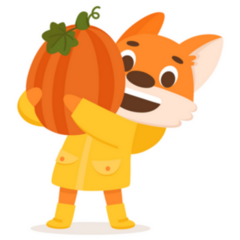 Adorable Fox Farmer Fall Pumpkin Sticker