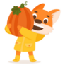 Adorable Fox Farmer Fall Pumpkin Sticker