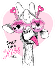 Adorable Giraffe Shut Up & Kiss Me Sticker