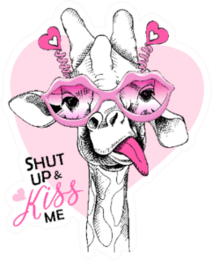 Adorable Giraffe Shut Up & Kiss Me Sticker