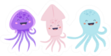 Adorable Octopus, Squid And Jellyfish Characters Sticker