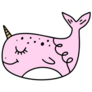 Adorable Pink Narwhal Line Art Sticker