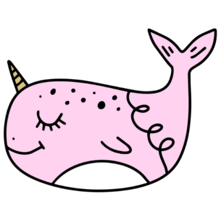 Adorable Pink Narwhal Line Art Sticker