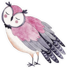Adorable Pink Watercolor Owl Sticker