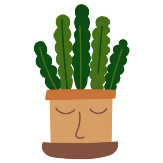 Adorable Potted Indoor Plant with Sleepy Face Sticker