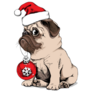 Adorable Santa Pug Sticker