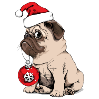 Adorable Santa Pug Sticker