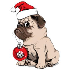 Adorable Santa Pug Sticker