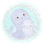 Adorable Sea Lion Motherhood Illustration Sticker
