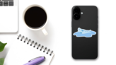 Adorable Sea Lions In Puddle Sticker on a Phone (New) example