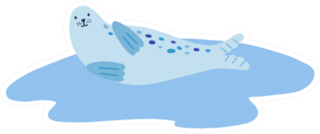 Adorable Sea Lions In Puddle Sticker