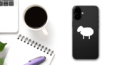 Adorable Sheep Lamb Sticker on a Phone (New) example