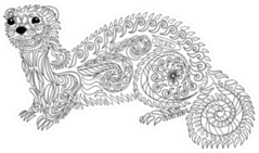 Adult Coloring Page Ferret Sticker