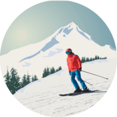 Advanced Skier Slides Down The Mountain Sticker