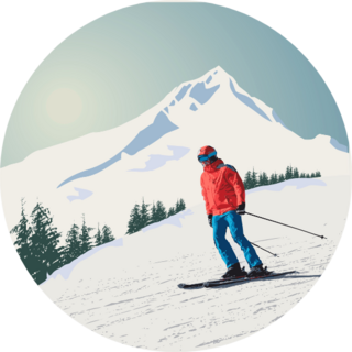 Advanced Skier Slides Down The Mountain Sticker